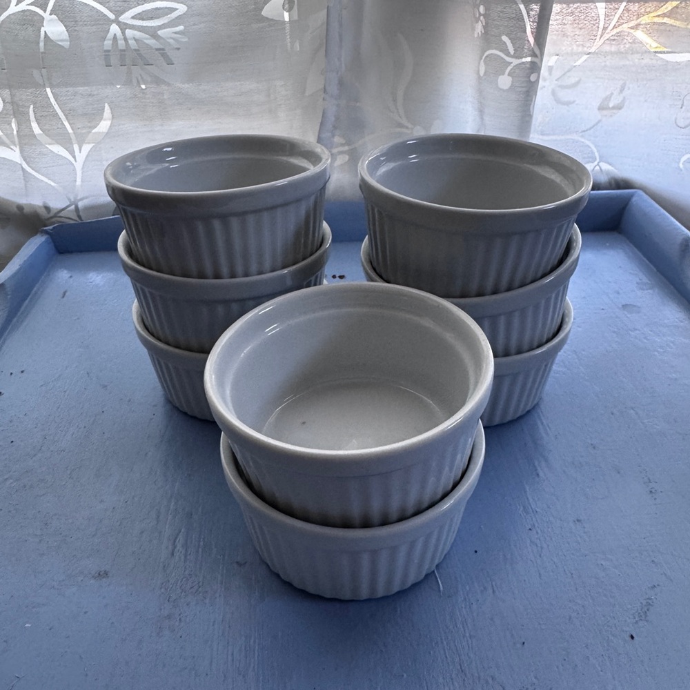 Set of 8 White Sur La Table Ceramic Ramekins